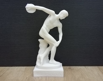 Discobolus - Greek Sculpture Ancient Greek Art 21cm-8.26in Alabaster Handmade Sculpture Cast Alabaster Free Shipping - Free Tracking Number