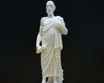 Estatua de Sócrates hecha a mano: mármol blanco y alabastro fundido. Filósofo griego.