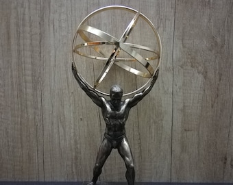 Atlas Titan Statue: Bronze Finish, Greek Mythology Decor (9.25in)