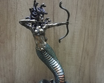 Medusa Mermaid Ancient Greek Mythology 35cm-13.77in Gorgo Unique Details Bronze Color Free Shipping - Free Tracking Number