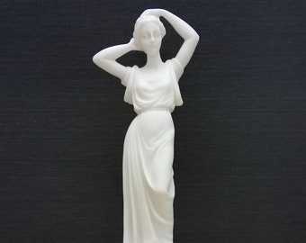 Tanagra Famous Greek Statue  25.5cm - 10in Greek Alabaster Handmade Statue White Cast Alabaster Free Shipping - Free Tracking Number