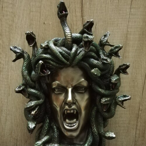 Medusa Wall Decoration Mermaid Ancient Greek Mythology 29cm-11.41in Unique Details Bronze shops Color Free Shipping - Free Tracking Number