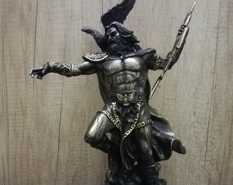 雷を伴うゼウス像：ギリシャ神ブロンズ仕上げ（9.84インチ） - Etsy 日本