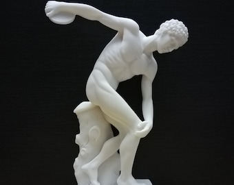 Discobolus - Greek Sculpture Ancient Greek 29.5cm - 11.61n Alabaster Handmade Sculpture Cast Alabaster Free Shipping - Free Tracking Number