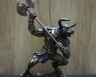 Bronze Minotaur Statue: Ancient Greek Cretan Bull, Veronese Design (35cm)
