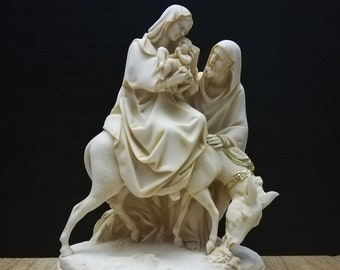 The Holy Family | Jesus-Virgin Mary and Saint Joseph 25.5cm - 10.03in Alabaster Handmade Sculpture Free Shipping - Free Tracking Number