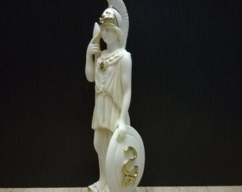 Ręcznie wykonana figurka z alabastru: grecka bogini Atena Pallas (25,5 cm)