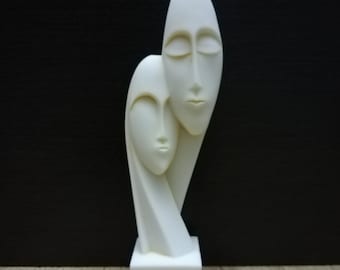 Escultura de ídolo cicládico: pareja de alabastro hecha a mano, arte griego (21 cm)