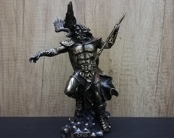 Bronzefarbene Zeus Statue mit Donnerkeil – Griechische Gott Skulptur