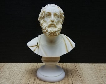 Handmade Homer Bust: Ancient Greek Author Alabaster Sculpture (15cm)