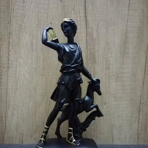 Artemis With Deer  Ancient Greek Roman Goddess of the Hunt 24.5cm - 9.64In Alabaster Handmade Statue Free Shipping - Free Tracking Number