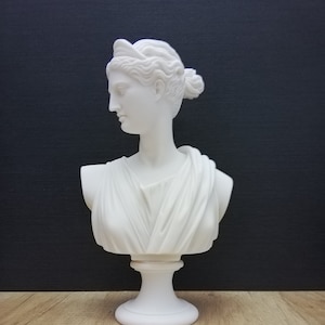 Artemis Bust Head Ancient Greek Roman Goddess Diana 31cm - 12.2In Alabaster Handmade Statue Free Shipping - Free Tracking Number