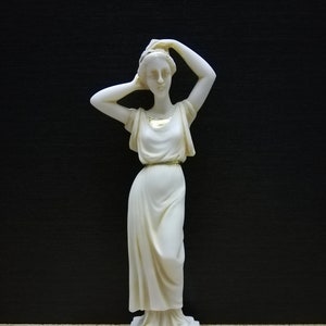 Famosa estatua griega de Tanagra, 25,5 cm-10 pulgadas, estatua hecha a mano de alabastro griego, alabastro fundido blanco, envío gratis, número de seguimiento gratuito