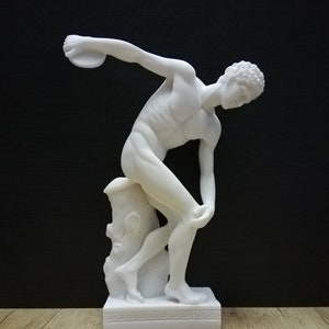 Discobolus - Greek Sculpture Ancient Greek 29.5cm - 11.61n Alabaster Handmade Sculpture Cast Alabaster Free Shipping - Free Tracking Number