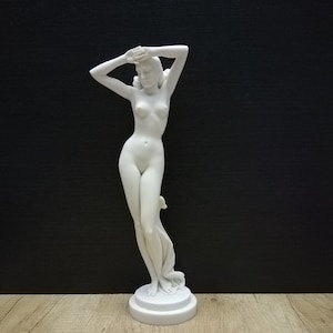 Alabaster Venus Figurine - 12" Greek Goddess Sculpture, Handmade