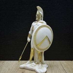 Leonidas Statue Ancient Greek Spartan King Greek Warrior 24cm-9.45in Alabaster Handmade Sculpture  Free Shipping - Free Tracking Number