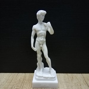David by Michelangelo 17cm - 6.69in Greek Handmade Sculpture White Cast Alabaster Free Shipping - Free Tracking Number