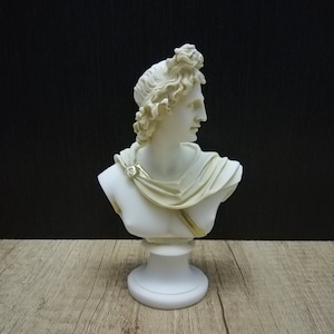 Apollo - Greek Roman God of Music Apollo Bust Head Alabaster Handmade sculpture 6.1in - 15.5cm Free Shipping - Free Tracking Number