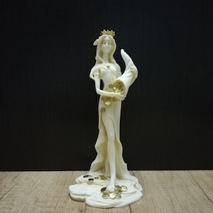 Fortuna Goddess Of Wealth Tyche Statue 8.26in - 21cm Alabaster Handmade-Handpainted Sculpture Free Shipping - Free Tracking Number