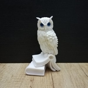 Owl on a Book - Athena Goddess Symbol of Wisdom 17cm-6.7in Alabaster Handmade Sculpture White Marble Free Shipping - Free Tracking Number
