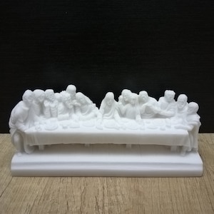 Handmade The Last Supper Sculpture: Cast Alabaster Christian Gift