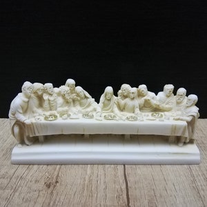 The Last Supper 7cm-2.75inH & 16cm-6.29inW Handmade-Handpainted Marble Sculpture Free Shipping - Free Tracking Number