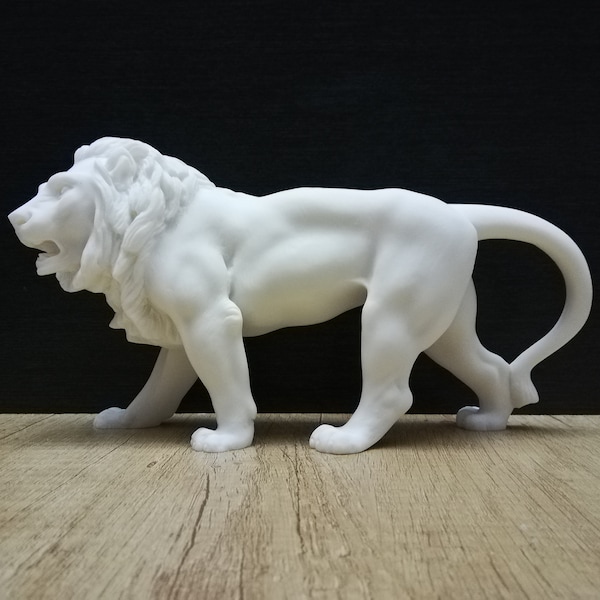 Lion Leo Animal Decor Marble and Alabaster Beautiful Handmade Greek Sculpture 25cmW - 14cmH Free Shipping - Free Tracking Number