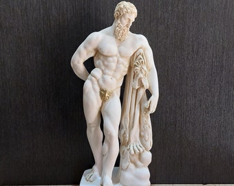 ヘラクレス対ヒュドラ像 – 手作りアラバスター製ギリシャ神話彫刻