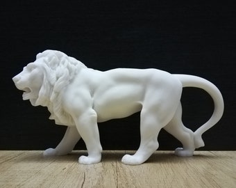 Lion Leo Animal Decor Marble and Alabaster Beautiful Handmade Greek Sculpture 25cmW - 14cmH Free Shipping - Free Tracking Number