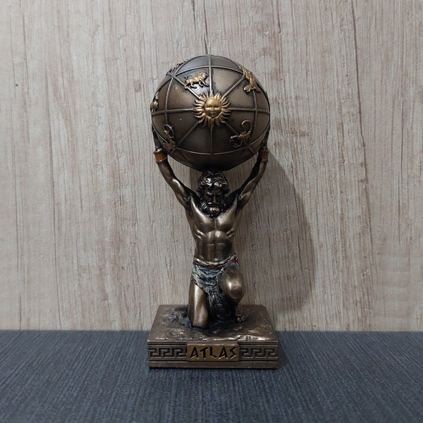 Atlas Titan Hold up the Celestial Heavens 9.3cm-3.66in Museum Copy Greek Mythology Unique Details Free Shipping - Free Tracking Number
