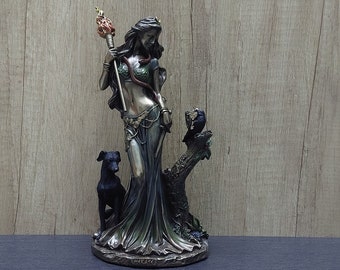 Estatua de Hécate, diosa griega de la magia, color bronce, 26 cm