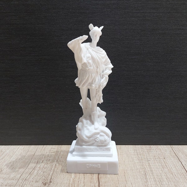Hermes Was The Messenger of The Gods Ancient Greek Roman God 16.5cm - 6.5in Alabaster Handmade Statue Free Shipping - Free Tracking Number