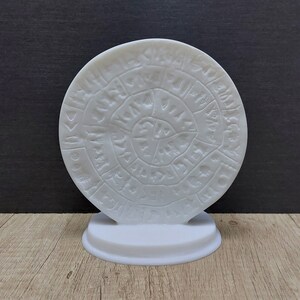 Phaistos Disc, Greek Sculpture Ancient Minoan Crete 16cm-6.3in Alabaster Handmade Statue Cast Alabaster Free Shipping - Free Tracking Number