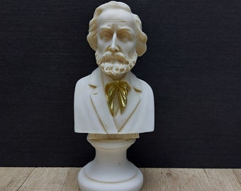 Verdi Bust: Handmade Cast Alabaster Sculpture (9.05in)