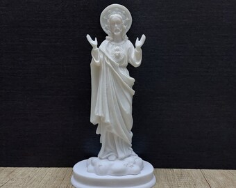 Jesus Christ Statue: Handmade Cast Alabaster & White Marble Sculpture