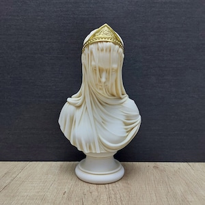 Virgin Mary With a Veil on Her Head 20cm-7.87in Madonna Religious Handmade  Marble Sculpture Free Shipping - Free Tracking Number