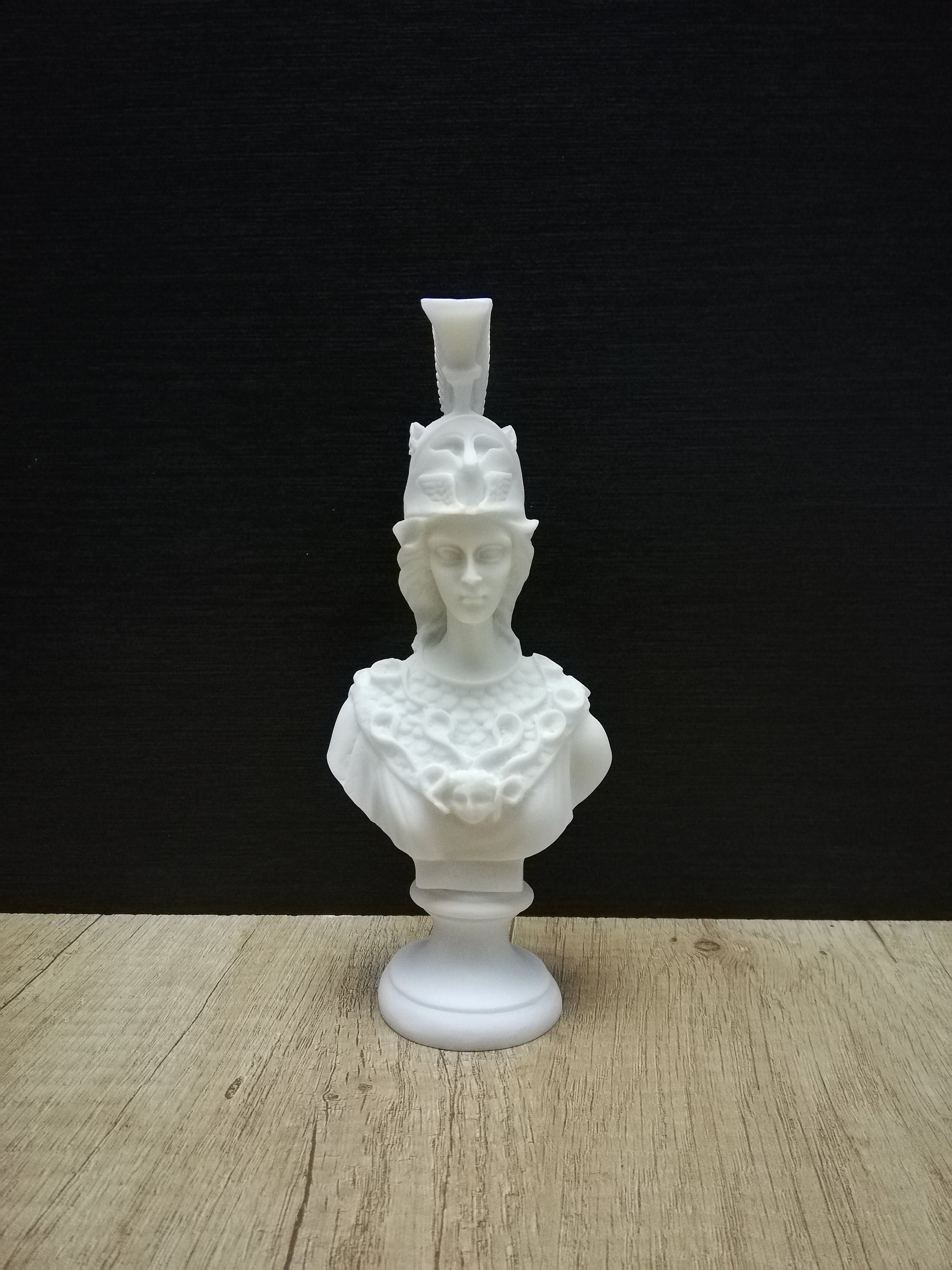 Athena Pallas, Greek Goddess Of Wisdom, Alabaster Statue With Color
