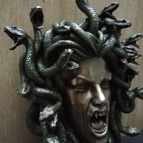 Medusa Wall Decoration Mermaid Ancient Greek Mythology 29cm-11.41in Unique Details Bronze shops Color Free Shipping - Free Tracking Number