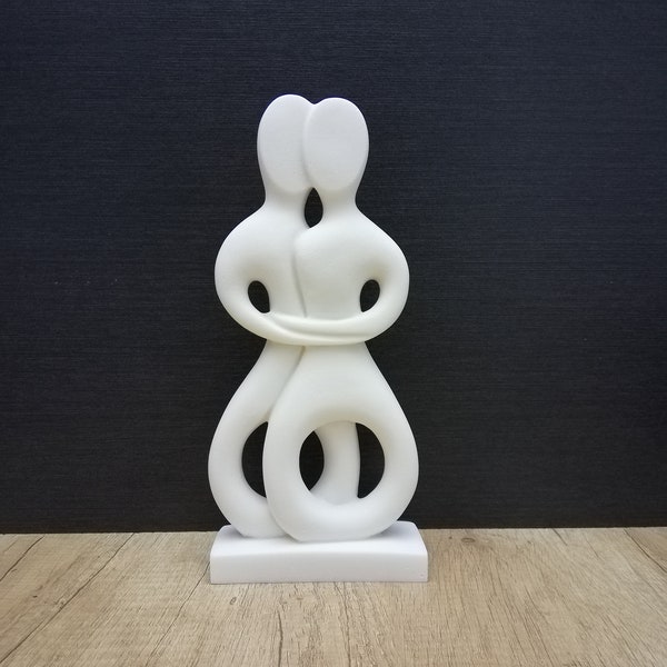 Cycladic Idol Couple 24.5cm - 9.64In Albâtre Sculpture à la main White Cast Marble Livraison gratuite - Numéro de suivi gratuit