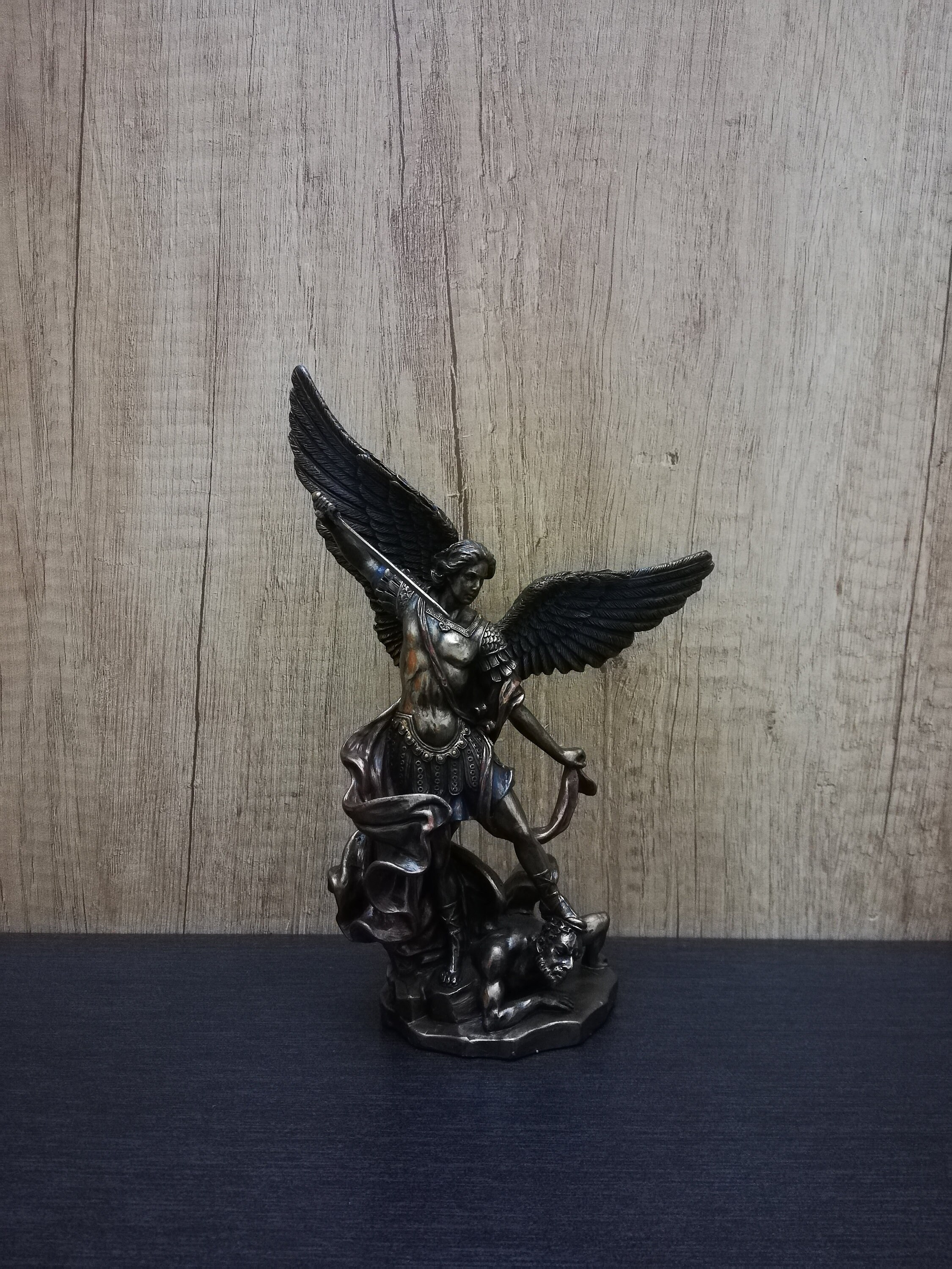 Archangel Michael Statue: Bronze Finish Religious Decor (7.87in)