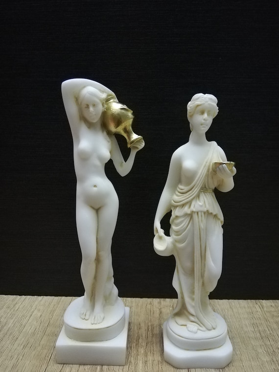 Hera Greek Goddess of Marriage 16cm & Nude Woman Holding a Jug