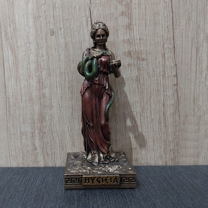 Hygieia-Hygeia 3.54in - 9cm Goddess of health, cleanliness and hygiene Mini Size Statue Unique Details Free Shipping-Free Tracking Number