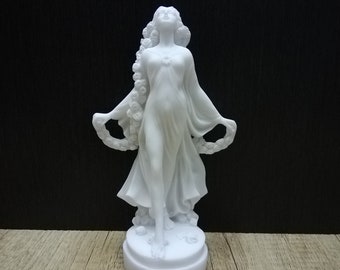 Persephone Alabaster Skulptur: Griechische Göttin Statue, Handarbeit auf Crete (18 cm)