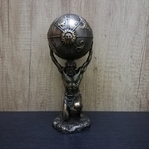 Atlas Titan Hold up the Celestial Heavens 21cm-8.26in Museum Copy Greek Mythology Unique Details Bronze Free Shipping - Free Tracking Number