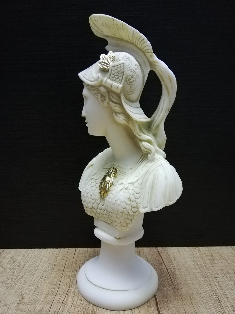 Athena Pallas Bust Head Ancient Greek Roman Goddess Athena 23.5cm 9.25In Alabaster Handmade Statue Free Shipping Free Tracking Number image 6