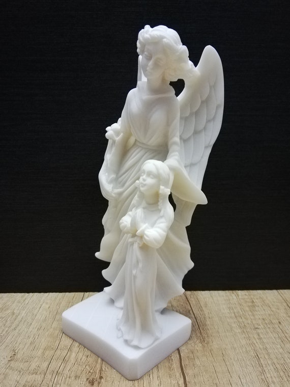 少女を守る天使の手作りアラバスター彫刻 - ギリシャの宗教像 - Etsy 日本