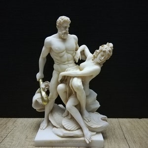 Hercules & Hesione 26cm - 10.23in Ancient Greek Hero and Trojan Princess Alabaster Handmade Statue Free Shipping - Free Tracking Number