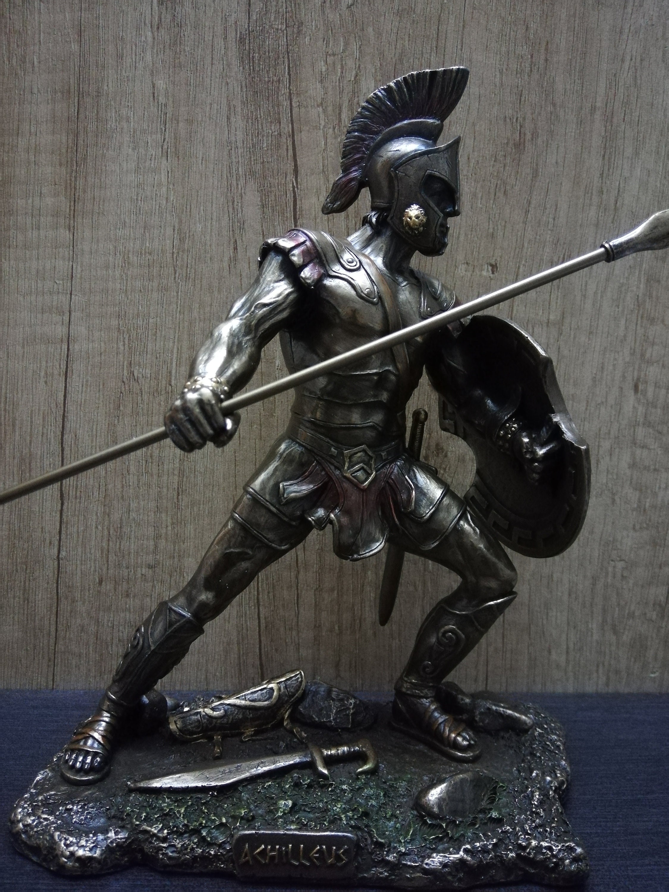 thumbnail image 2 of Achilles With Sword & Shield - Greek Mythology Sculpture Statue, Antique Bronze Finish 2 of 5
