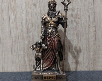 Hades & Cerberus Bronze Finish Statue – Greek God of The Underworld