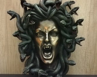 Medusa Wall Decoration: Bronze Greek Mythology Statue (39cm)